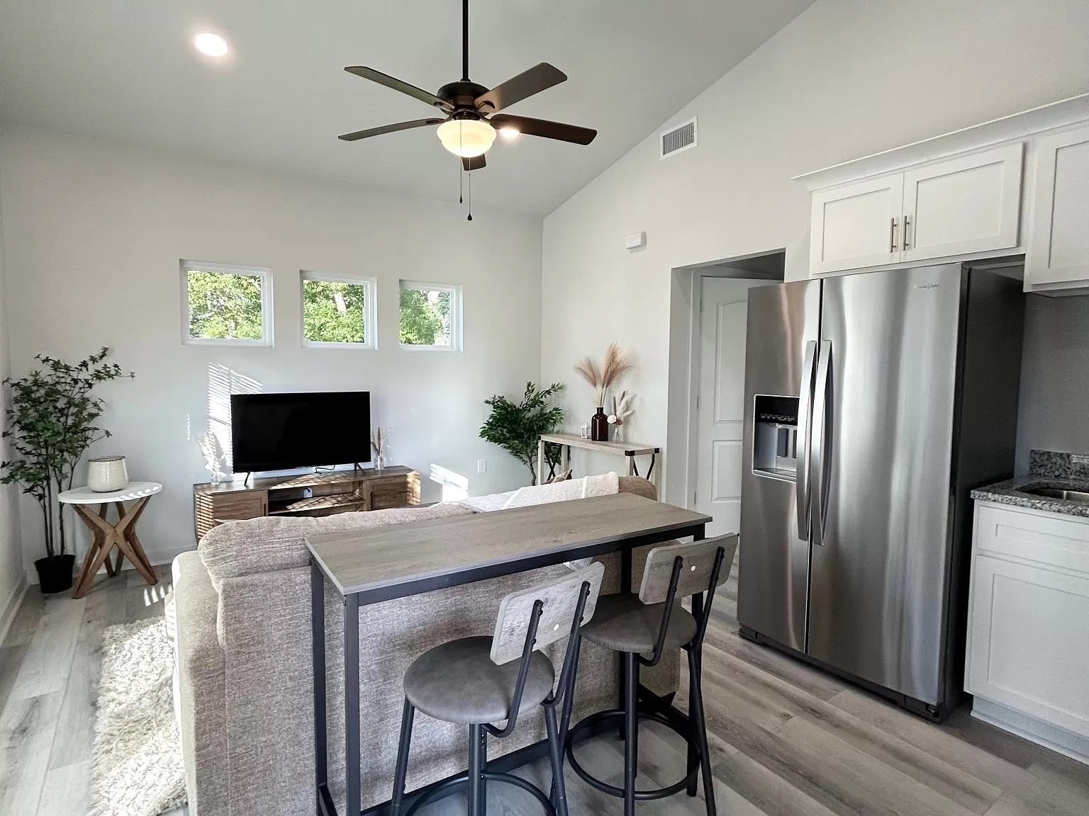 114 S G Street backyard ADU, Pensacola — bright open living and kitchen